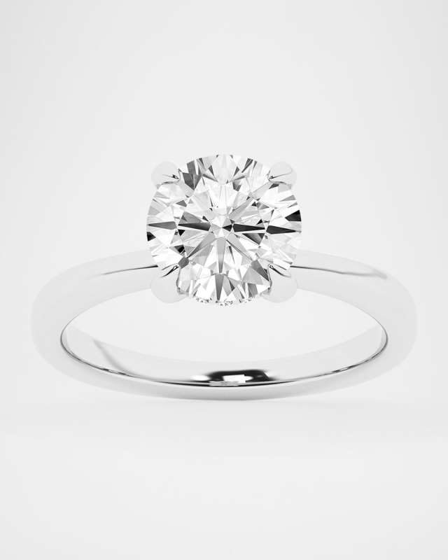 Lab Grown Diamond 18K White Gold Round Solitaire Ring, 2.06tcw, Size
